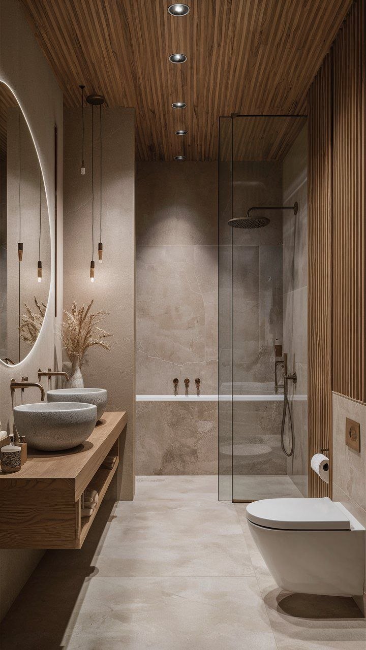 Bathroom — Green tile brass arch niche — Maitri Interior Studio project photo