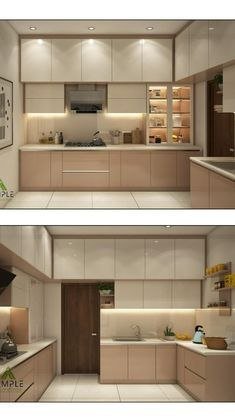 Kitchen — Beige u shaped warm lit — Maitri Interior Studio project photo