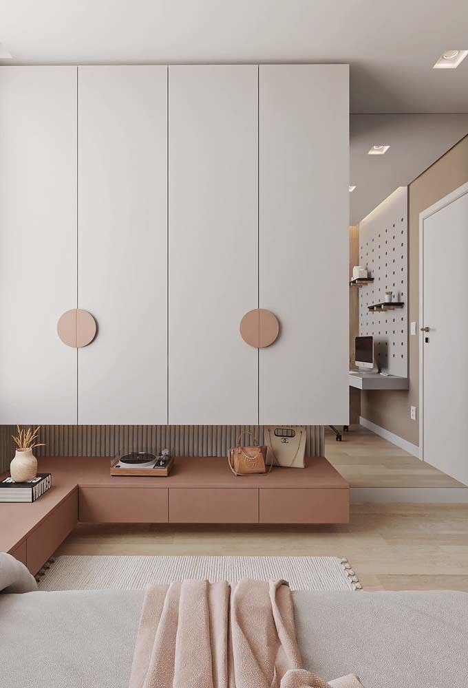 Wardrobe & Storage — White blush round pulls — Maitri Interior Studio project photo