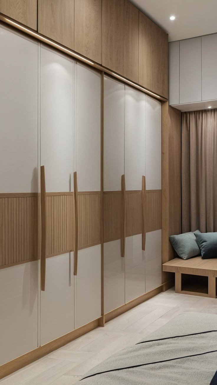 Wardrobe & Storage — Wood white panel handles — Maitri Interior Studio project photo